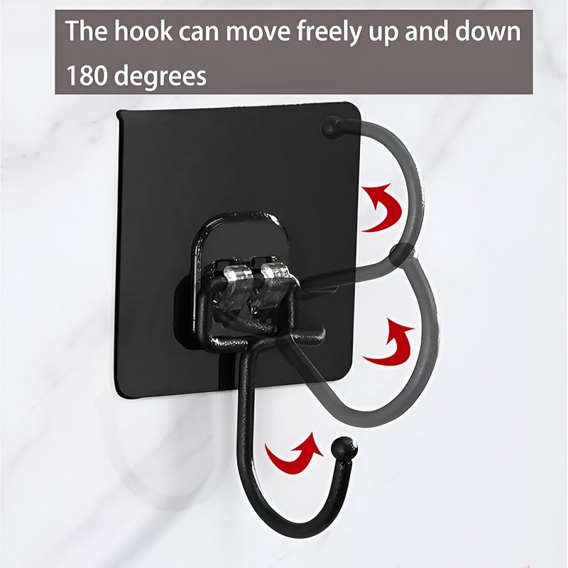 Wall Sticker Hook Pack of 10 Black Color 3Layer Material HeavyDuty Adhesive Hooks for Home Kitchen and Bathroom NoDrill Hooks for Hanging Bags Keys Towels and More  - Image 4