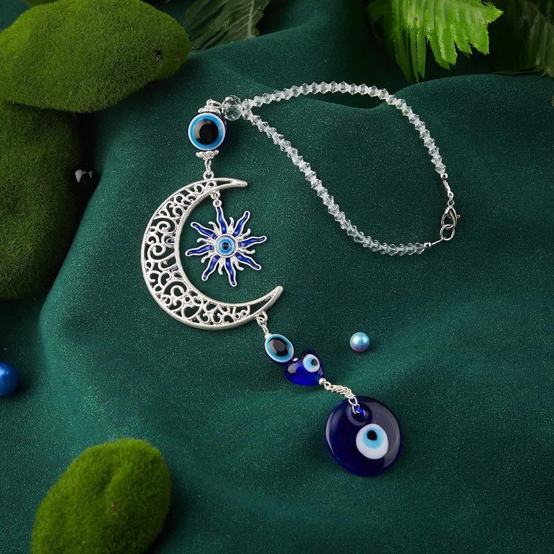 Frienda Evil Eye Car Hanging Ornament - Blue Beaded Decor for Rear View Mirror - Image 2