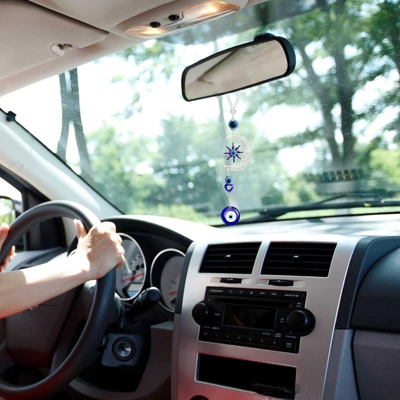 Frienda Evil Eye Car Hanging Ornament - Blue Beaded Decor for Rear View Mirror - Image 3