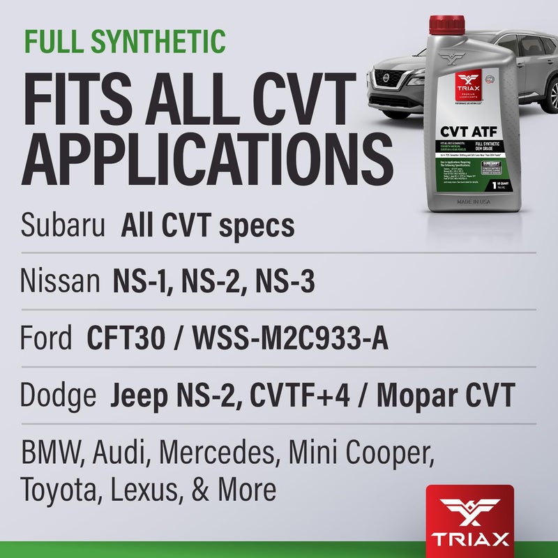 TRIAX CVT ATF OEM Grade Universal Non-Slip Transmission Oil, 5 Quart Jug - Image 2