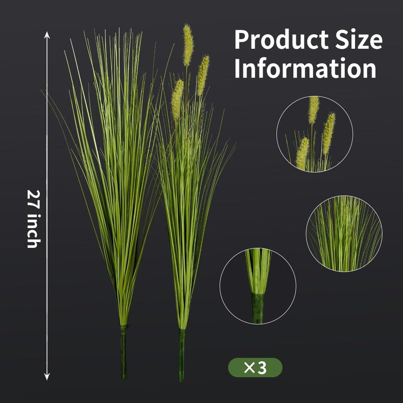 Melorca&Guilla Artificial Plants 6PCS 27â€œ Fake Tall Onion Grass Faux Plant,Artificial Grass Greenery Shrubs Bushes for Garden Porch Window Box Shop Office Home DÃ©cor - Image 3