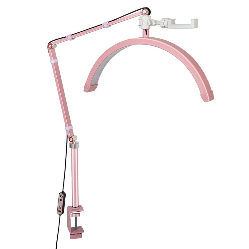 Half Moon LED Lash Ring Light for Eyelash Extension Pink
