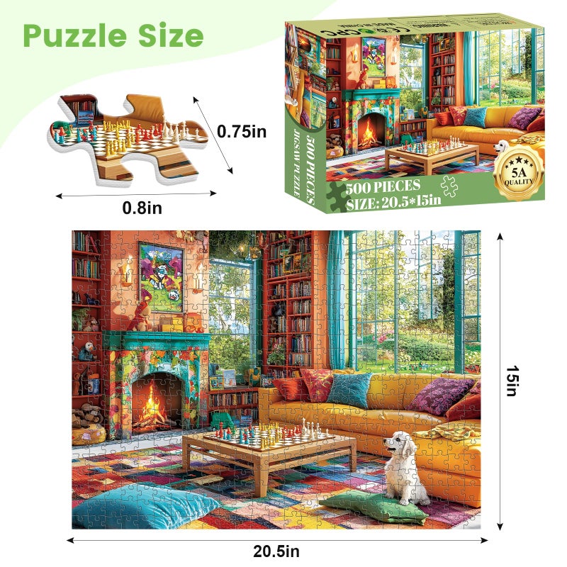 VOLUVOLU 500 Pieces Chess Puzzles For Adults  Indoor Puzzle For Adults Children  Dog Puzzle 500 Pieces  Gift For Birthday  Home Decor  Fun For Family Entertainment(20.5 * 15 In) - Image 2
