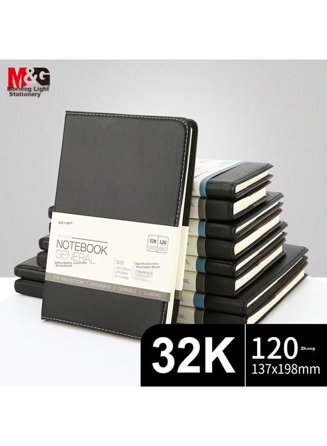 ام اند جي M&g Stationery دفتر ملاحظات بغلاف ناعم من الجلد الأسود، لوازم مكتبية للاجتماعات، كتاب محاضر المؤتمرات، مذكرة ميسورة التكلفة، يوميات، أعمال 32k/120 ورقة كتاب فردي Apy1bk78 - Image 1