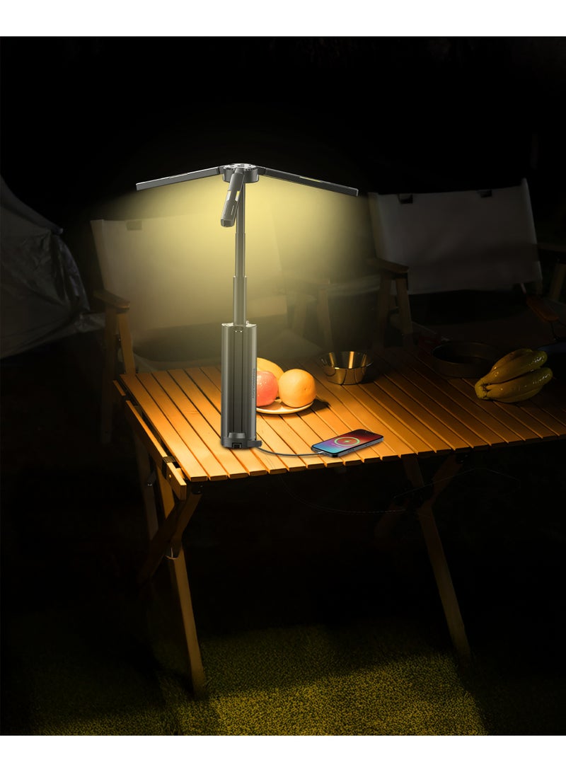 باورولوجي مصباح تخييم قابل للطي مع وظيفة بنك طاقة، بطارية قابلة لإعادة الشحن بسعة 15600mAh، شعاع ضوء قمة للتوجيه، مقاوم للماء بتصنيف IP54، سطوع 3000LM، مصباح يدوي 300ML، حلقة تعليق، مراقبة في الوقت الفعلي - أسود - Image 3