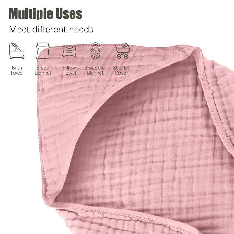 Spotted Play 2 Pack Hooded Baby Towels - 100% Muslin Cotton for Newborns, Infants, Toddlers - Large 32x32 Inch Size - Highly Absorbent and Essential for Newborn Care, Light Sakura - Image 3