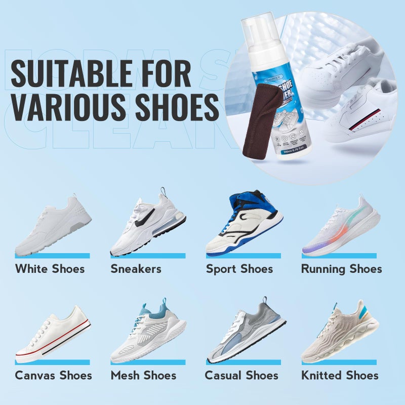 LANBEIDE Shoe Cleaner, Shoe Cleaning Kit-6.76 Oz Sneaker Cleaner with Brush and Towel, White Shoe Cleaner Works on Leather, Knit, Canvas, Suede, PU, Fabric, Boots - Image 4