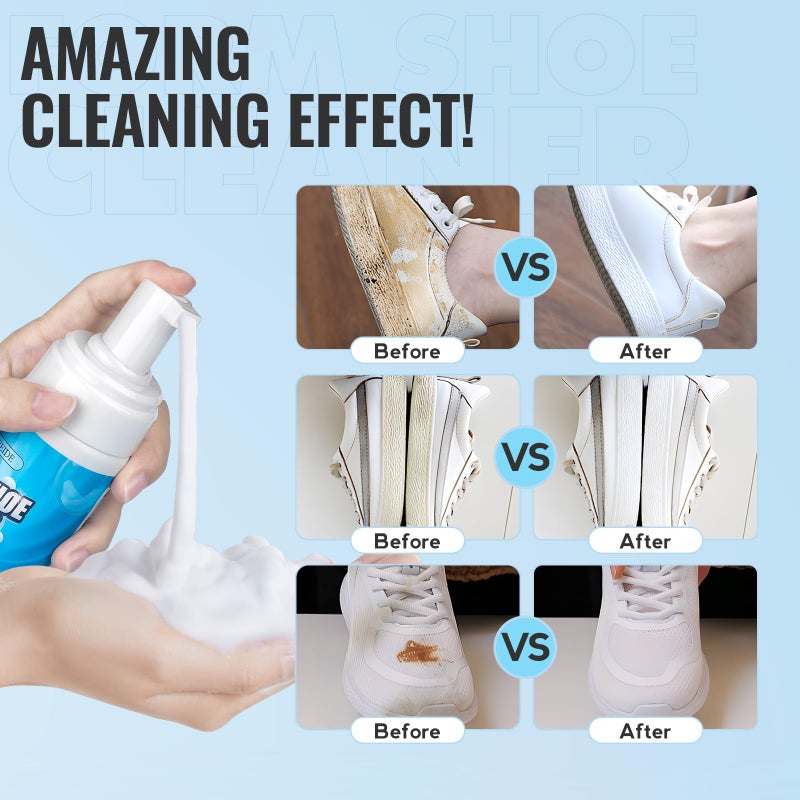 LANBEIDE Shoe Cleaner, Shoe Cleaning Kit-6.76 Oz Sneaker Cleaner with Brush and Towel, White Shoe Cleaner Works on Leather, Knit, Canvas, Suede, PU, Fabric, Boots - Image 3