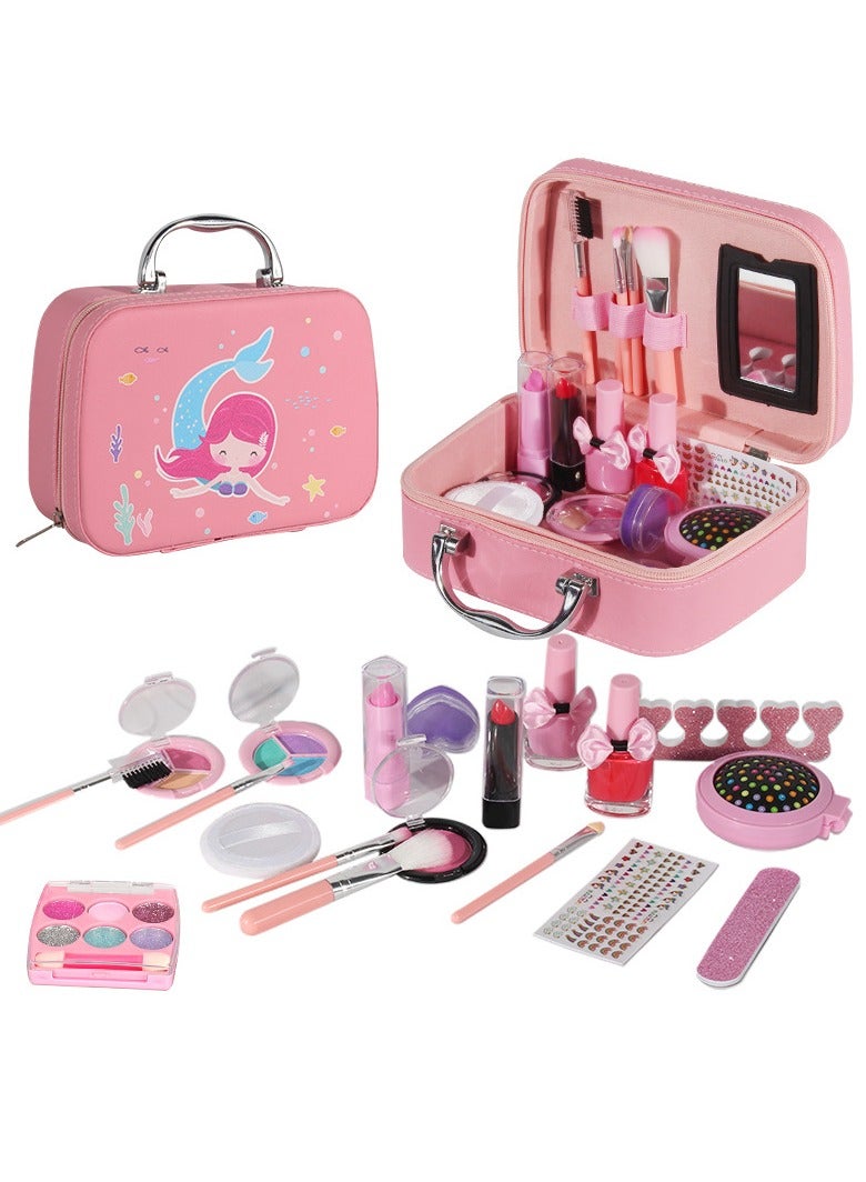 Washable Children's Make-Up Set with Cosmetic Bag ,Perfect Girls' Role Play Cosmetic Kit for Creative Fun - Image 1