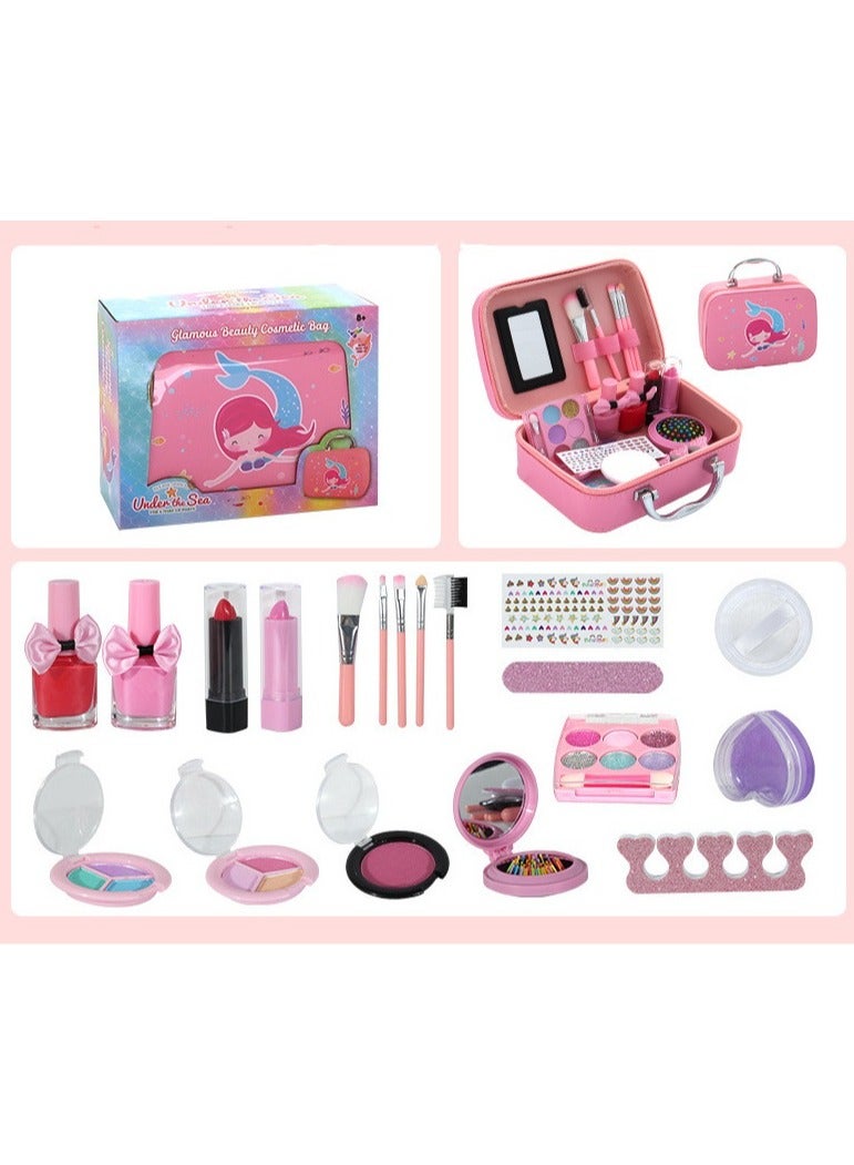 Washable Children's Make-Up Set with Cosmetic Bag ,Perfect Girls' Role Play Cosmetic Kit for Creative Fun - Image 2