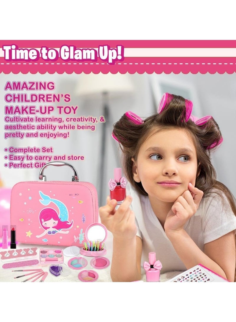 Washable Children's Make-Up Set with Cosmetic Bag ,Perfect Girls' Role Play Cosmetic Kit for Creative Fun - Image 5