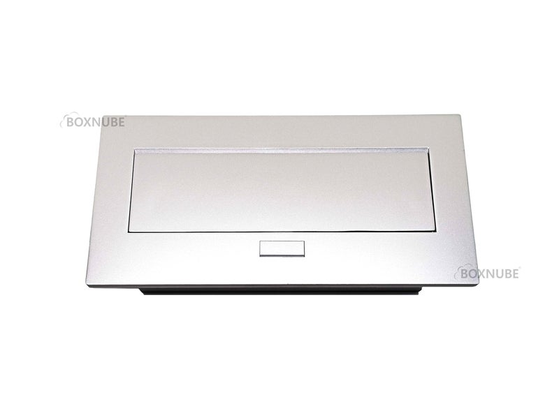 BOXNUBE Hydraulic Pop UP Box Cable Cubby Extension Board with 3 x Universal Power Sockets & 2 x CAT6 LAN Ports (Silver) - Image 2