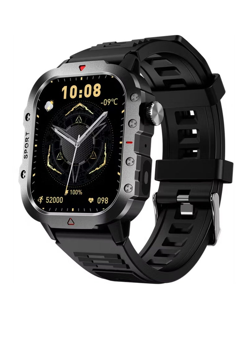 جرين ليون ساعة جرافيكس الذكية مع أوضاع رياضية متعددة، سعة بطارية 200 مللي أمبير/ساعة، التقاط عن بُعد، مستوى مقاومة الماء IP65، بلوتوث الإصدار 5.3، مراقب معدل ضربات القلب - أسود - Image 1