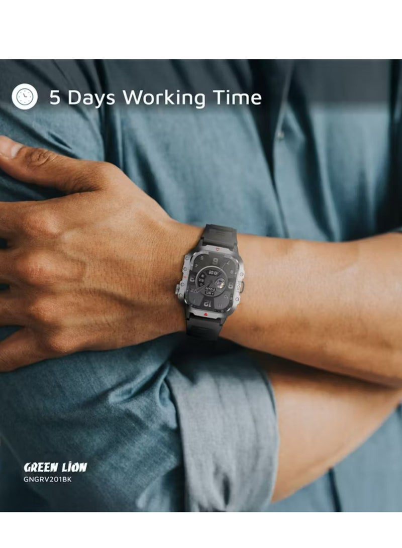 جرين ليون ساعة جرافيكس الذكية مع أوضاع رياضية متعددة، سعة بطارية 200 مللي أمبير/ساعة، التقاط عن بُعد، مستوى مقاومة الماء IP65، بلوتوث الإصدار 5.3، مراقب معدل ضربات القلب - أسود - Image 5