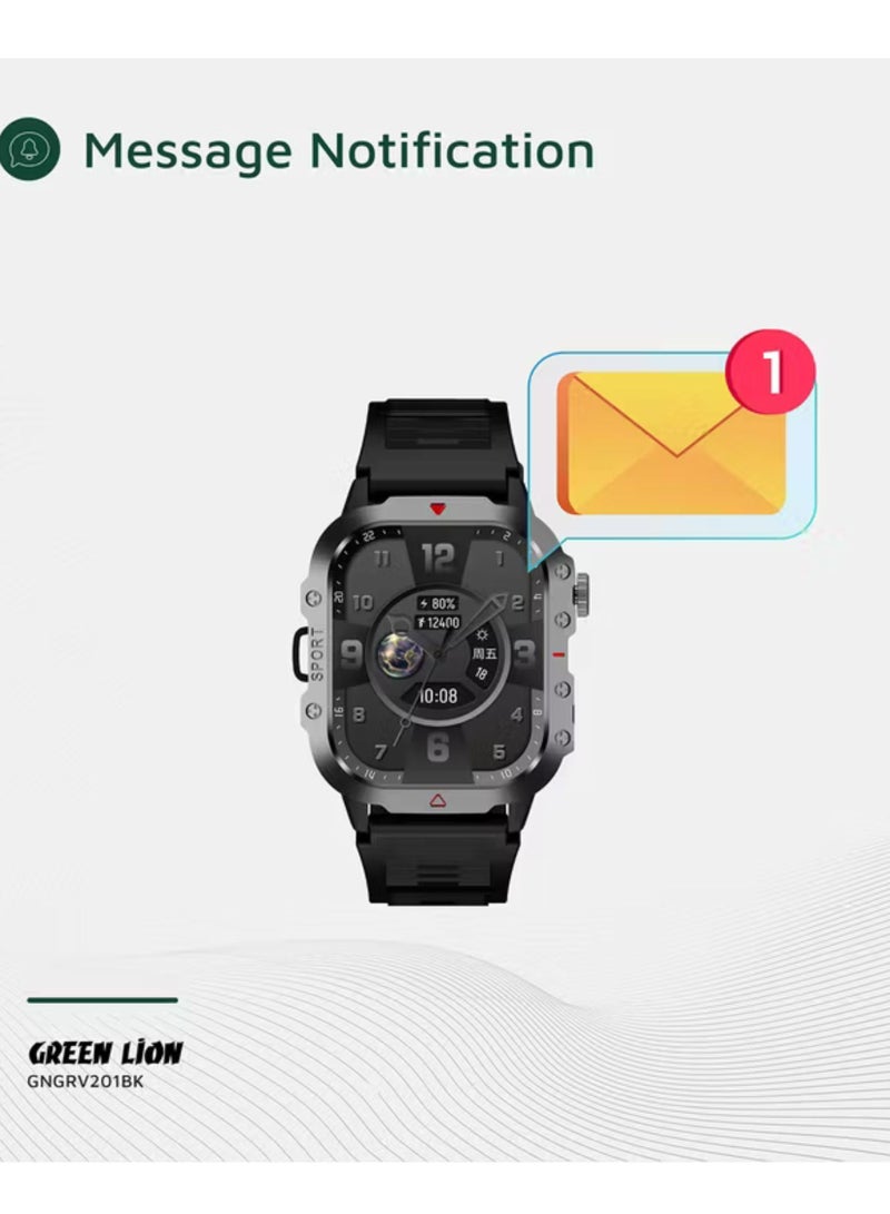 جرين ليون ساعة جرافيكس الذكية مع أوضاع رياضية متعددة، سعة بطارية 200 مللي أمبير/ساعة، التقاط عن بُعد، مستوى مقاومة الماء IP65، بلوتوث الإصدار 5.3، مراقب معدل ضربات القلب - أسود - Image 3