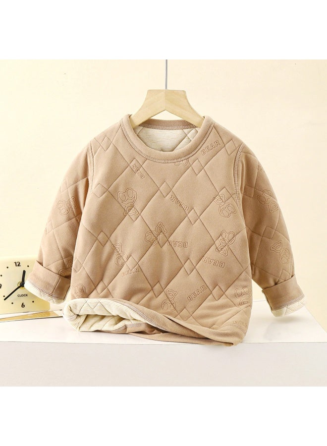 School Uniform Artifact Children's Thermal Underwear Suit Fleece-lined Thickened Boy's Autumn Clothes Autumn Trousers Women's Children's Wear Warm Clothes Autumn And Winter