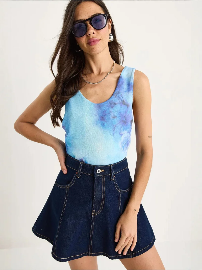 Bianco Lucci LUCCI Floral U Collar Sleeveless Top