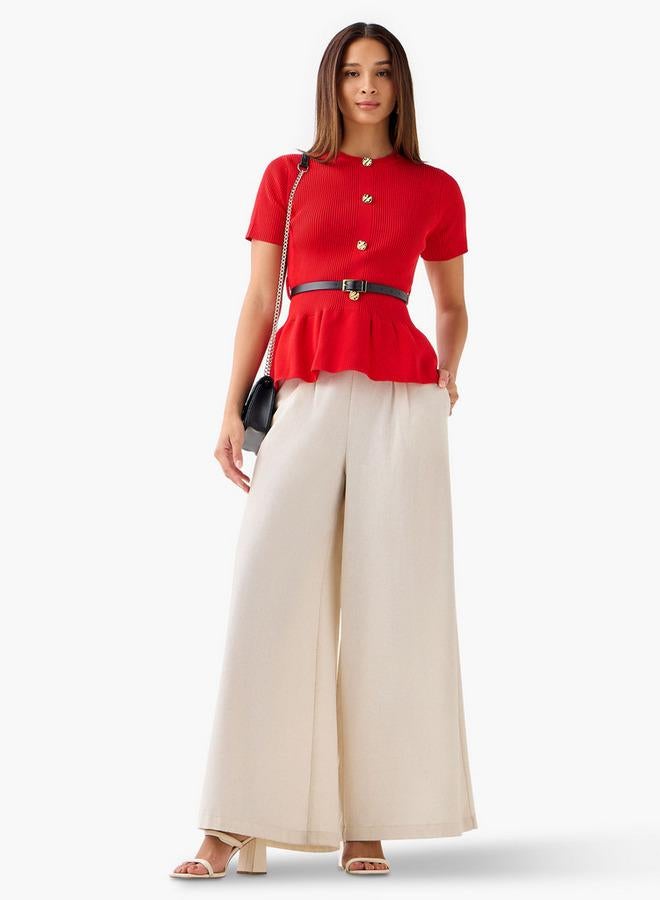 تواكستريمز بلوزة بيبلوم بياقة دائرية من كريو - Image 2