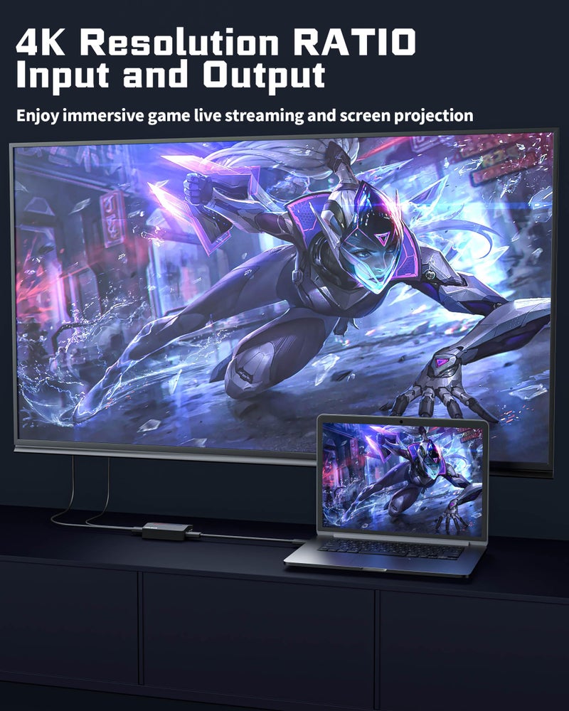 Ampligame V3 Capture Card: 1080P 60FPS Live Streaming & Recording for PS5/XBOX/SWITCH, with 4K/30 Pass-Through on PC/Laptop - Image 3