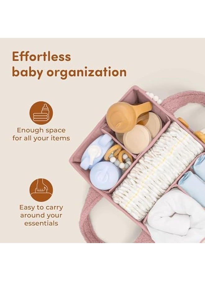 Generic Baby Diaper Caddy Organizer for Changing Table, Baby Storage Basket for Diapers and Baby Wipes, Gift for Baby Shower, Car Caddy Organizer, Nursery Diaper Organizer, Portable Diaper Storage (Pink)  - Image 2