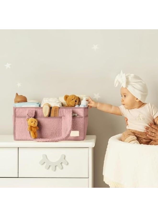 Generic Baby Diaper Caddy Organizer for Changing Table, Baby Storage Basket for Diapers and Baby Wipes, Gift for Baby Shower, Car Caddy Organizer, Nursery Diaper Organizer, Portable Diaper Storage (Pink)  - Image 5
