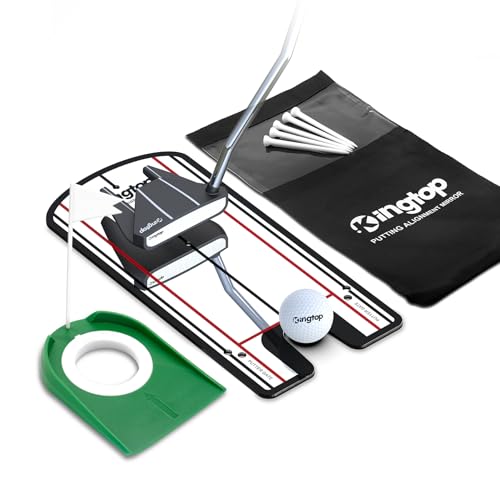 KINGTOP Classic Golf Putting Mirror with Practice Putting Cup - Alignment Training Aids for Consistency & Accuracy - with Carry Bag and Golf Tees, Ideal for Indoor | Outdoor - Image 1