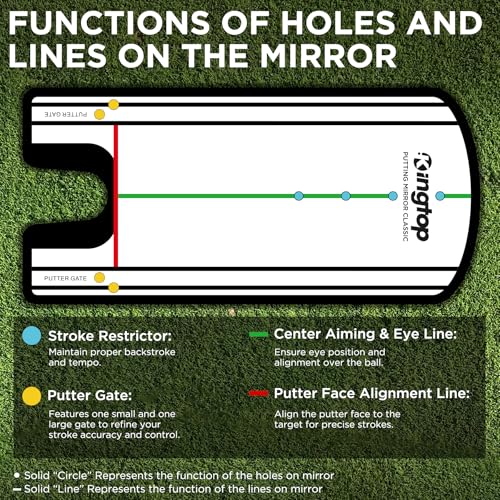 KINGTOP Classic Golf Putting Mirror with Practice Putting Cup - Alignment Training Aids for Consistency & Accuracy - with Carry Bag and Golf Tees, Ideal for Indoor | Outdoor - Image 3