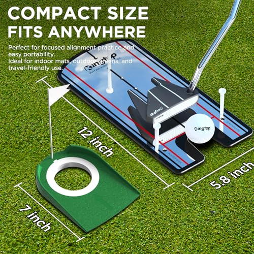 KINGTOP Classic Golf Putting Mirror with Practice Putting Cup - Alignment Training Aids for Consistency & Accuracy - with Carry Bag and Golf Tees, Ideal for Indoor | Outdoor - Image 2