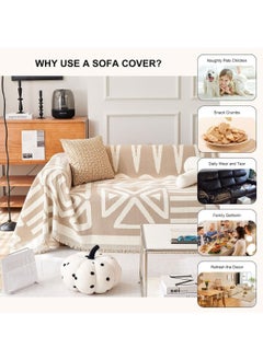 MarlaMall Sofa Slipcover, 3 Seater Boho Sofa Cover with Tassel, Ultra Soft Modern Fashion Geometric Pattern Couch Covers for Sectional Sofa, Non-Slip Washable Soft Throw Blanket,Beige(180x260cm)  - Image 4