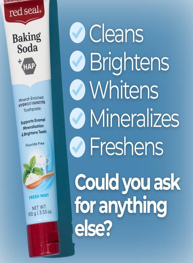 Red Seal Hydroxyapatite Baking Soda Toothpaste - Fluoride Free, NATRUE Certified Natural - Supports Enamel Mineralization and Brightens Teeth Naturally, SLS & Paraben Free, Vegan, Cruelty-Free - Image 2