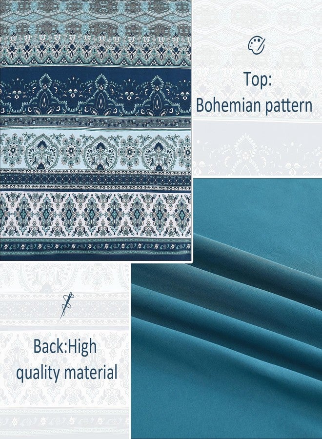 Cottolester Boho Comforter Set California King Size 8 Pieces, Teal Blue Comforter Bohemian Striped Bed in A Bag, Soft Microfiber Bedding Set for All Seasons - Image 4