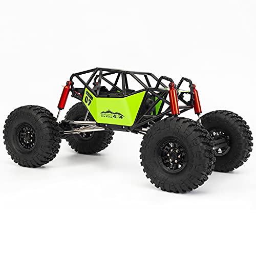 LAFEINA 110 RC Car 310mm Wheelbase Rock Buggy Frame Chassis with Nylon Tube Roll Cage for 110 RC Crawler Car SCX10 90046 TRX4 with Wheels Green - Image 5