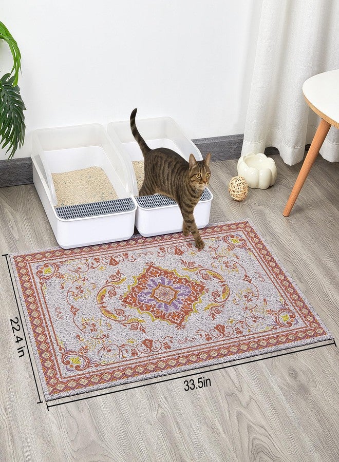 Glittme Cat Litter Mat Soft Litter Mat with Non-slip Bottom Litter Box Mat Waterproof Cat Litter Mat litter Trapping Mat Easy to Clean Litter Matt for Cat Washable Cat Food Mat for Cat, Kitty - Image 2
