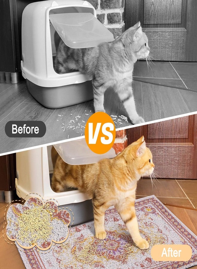 Glittme Cat Litter Mat Soft Litter Mat with Non-slip Bottom Litter Box Mat Waterproof Cat Litter Mat litter Trapping Mat Easy to Clean Litter Matt for Cat Washable Cat Food Mat for Cat, Kitty - Image 3