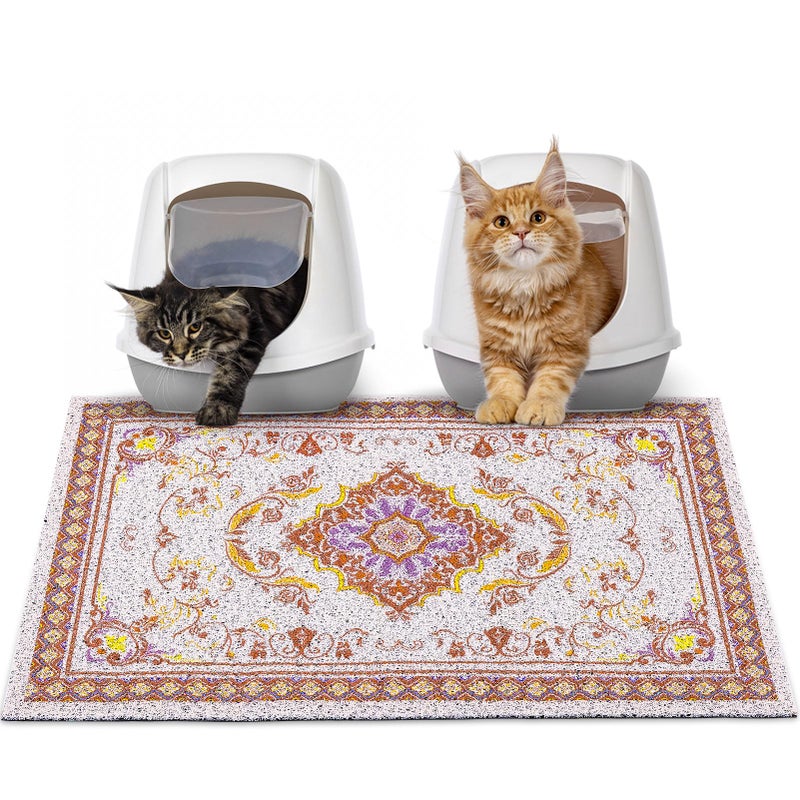 Glittme Cat Litter Mat Soft Litter Mat with Non-slip Bottom Litter Box Mat Waterproof Cat Litter Mat litter Trapping Mat Easy to Clean Litter Matt for Cat Washable Cat Food Mat for Cat, Kitty - Image 1
