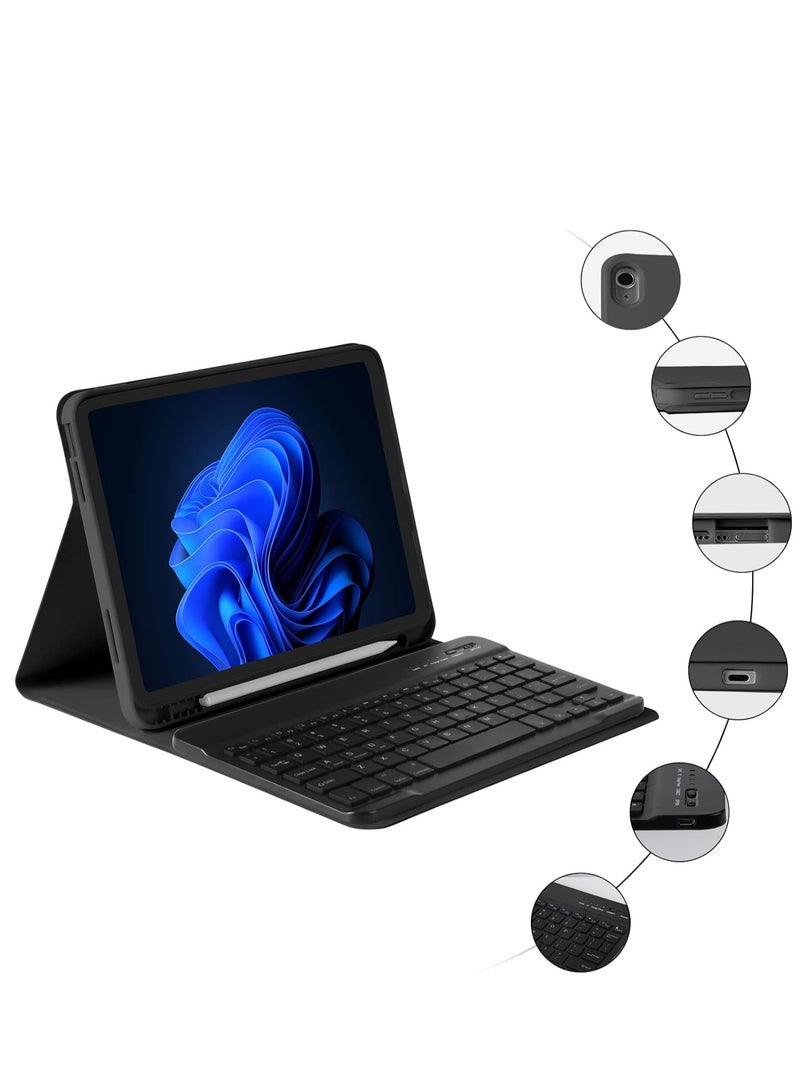 JAJEEK iPad 10th Generation Keyboard Case 10.9" 2022 | Slim Smart Keyboard Case for iPad 10th Gen 2022 | Detachable Wireless Bluetooth Keyboard | Pencil Holder | Lightweight and Protective Case | Black - Image 4