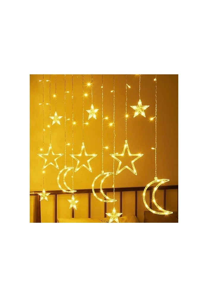 Home Icon هوم أيكون 3.5M أضواء سلسلة LED بيضاء دافئة مع نجوم وأقمار - 138 LED، تعمل بالبطارية لرمضان، العيد، حفلات الزفاف والحفلات - Image 2