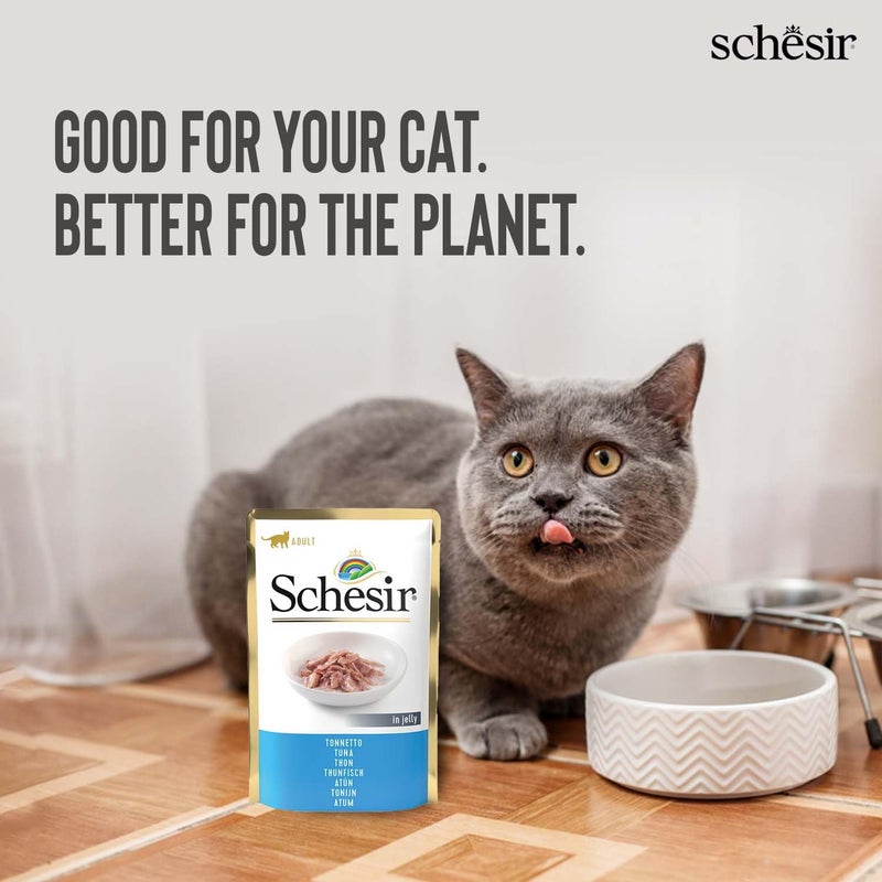 Schesir Wet Cat Food Tuna in Jelly, Natural Ingredients, Soft Texture, High Protein, Omega 3 & 6, No Additives, Ideal for Adult Cats' Daily Hydration & Health,85g x 5 Pack - Image 5