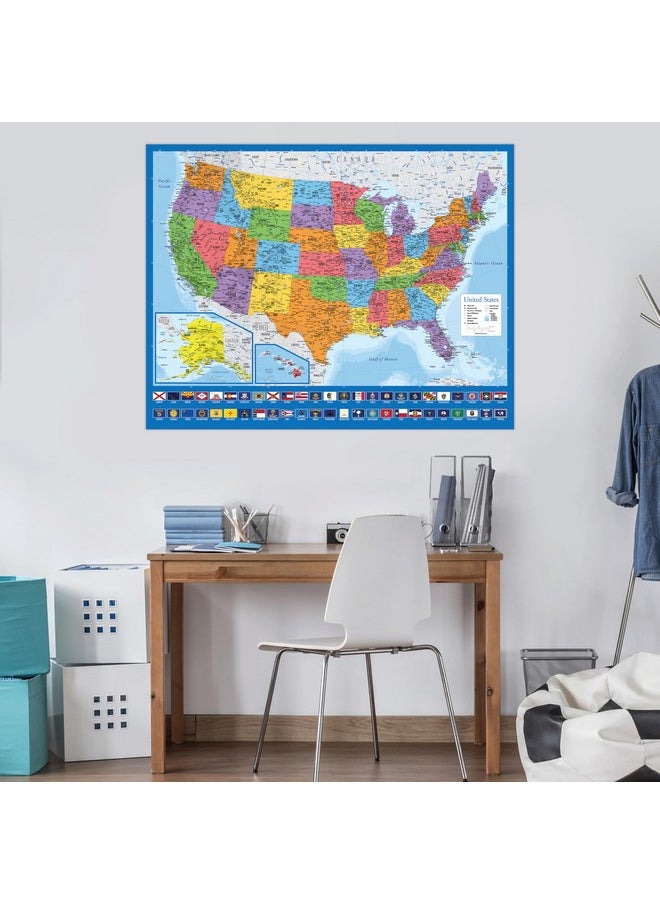 Palace Learning Giant Usa Map - Mega Map Of The United States Of America - Us Map Chart - Laminated - 46" X 60" [Blue]  - Image 5