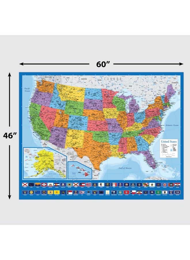Palace Learning Giant Usa Map - Mega Map Of The United States Of America - Us Map Chart - Laminated - 46" X 60" [Blue]  - Image 2