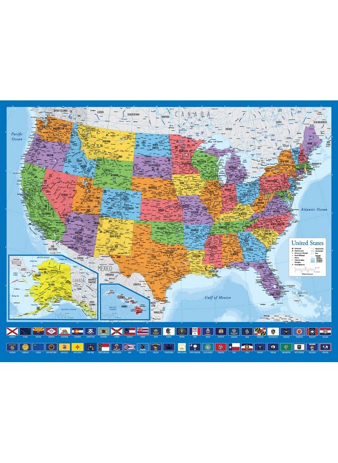 Palace Learning Giant Usa Map - Mega Map Of The United States Of America - Us Map Chart - Laminated - 46" X 60" [Blue]  - Image 4