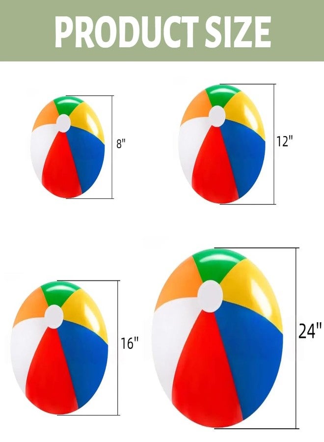 Laoha Rainbow Inflatable Beach Balls Set of 4 - Assorted Sizes 8, 12, 16, 24 Inch for Pool, Beach & Outdoor Games - Colorful Blow Up Balloons for Summer Party Decor and Water Fun - Image 2
