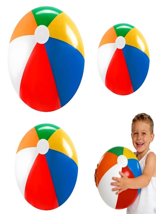 Laoha Rainbow Inflatable Beach Balls Set of 4 - Assorted Sizes 8, 12, 16, 24 Inch for Pool, Beach & Outdoor Games - Colorful Blow Up Balloons for Summer Party Decor and Water Fun - Image 1