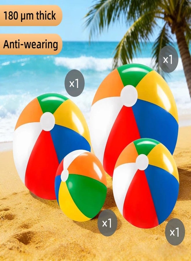 Laoha Rainbow Inflatable Beach Balls Set of 4 - Assorted Sizes 8, 12, 16, 24 Inch for Pool, Beach & Outdoor Games - Colorful Blow Up Balloons for Summer Party Decor and Water Fun - Image 3