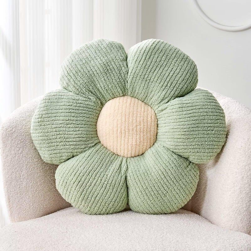 Kcvvcr Flower Throw Pillow, Soft Sage Green 14.9" Shaped Floor Pillow for Home Decor, Cute Aesthetic Plush Decorative Pillows for Bed, Sofa, Couch - Image 1