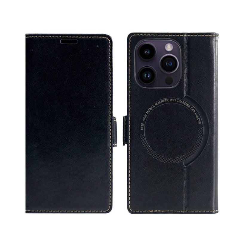 Drop Protection iPhone 16 Plus Magnetic for iPhone 16 16 Plus 16 Pro 16 Pro Max with Card Holder and Kickstand in Black - Image 1