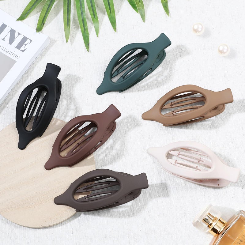USDNICE Flat Hair Clips for Women - 6 PCS French Flat Claw Clips Medium Hair Clips for Girls Large Hair Claw Clips for Thick or Thin Hair Strong Hold No Slip Hair Accessories for women (Basic) - Image 2