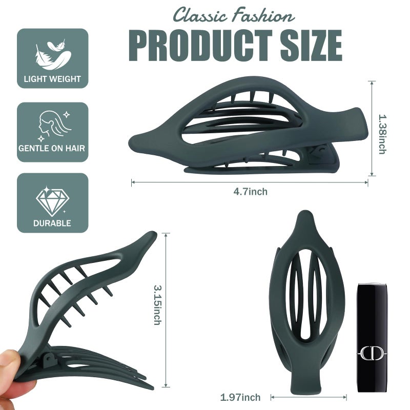 USDNICE Flat Hair Clips for Women - 6 PCS French Flat Claw Clips Medium Hair Clips for Girls Large Hair Claw Clips for Thick or Thin Hair Strong Hold No Slip Hair Accessories for women (Basic) - Image 3