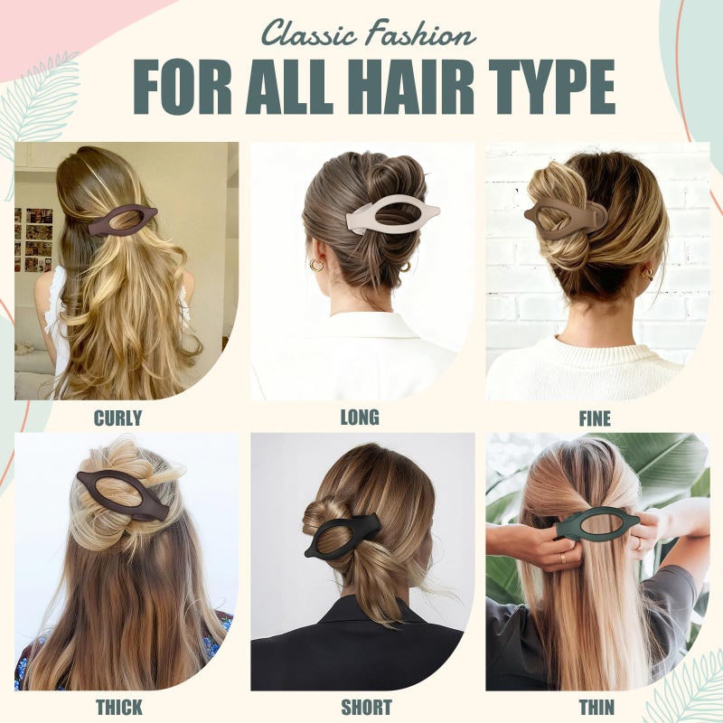 USDNICE Flat Hair Clips for Women - 6 PCS French Flat Claw Clips Medium Hair Clips for Girls Large Hair Claw Clips for Thick or Thin Hair Strong Hold No Slip Hair Accessories for women (Basic) - Image 4
