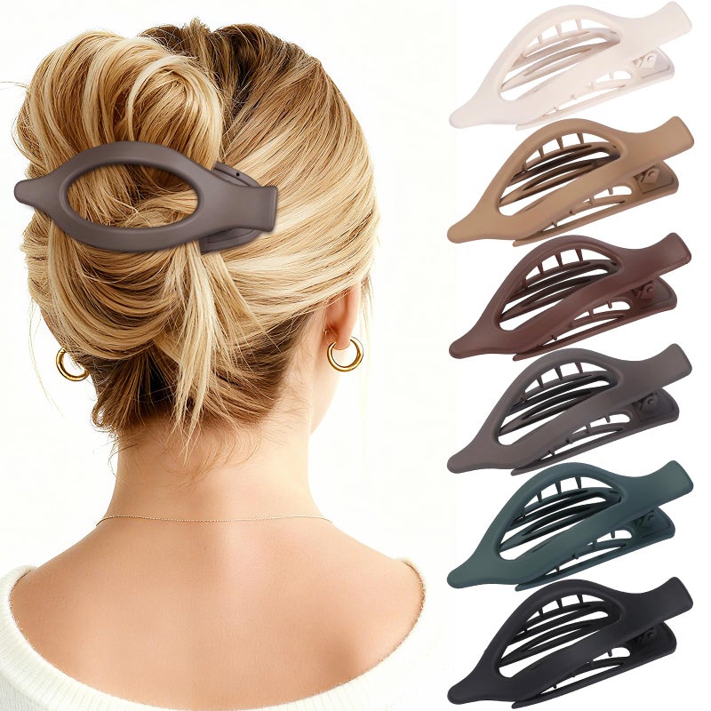 USDNICE Flat Hair Clips for Women - 6 PCS French Flat Claw Clips Medium Hair Clips for Girls Large Hair Claw Clips for Thick or Thin Hair Strong Hold No Slip Hair Accessories for women (Basic) - Image 1